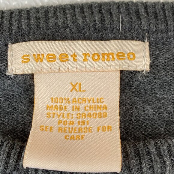 Sweet Romeo Womens Pullover Short Gray Crewneck Acrylic 3/4 Sleeve Sweater XL - Picture 2 of 6